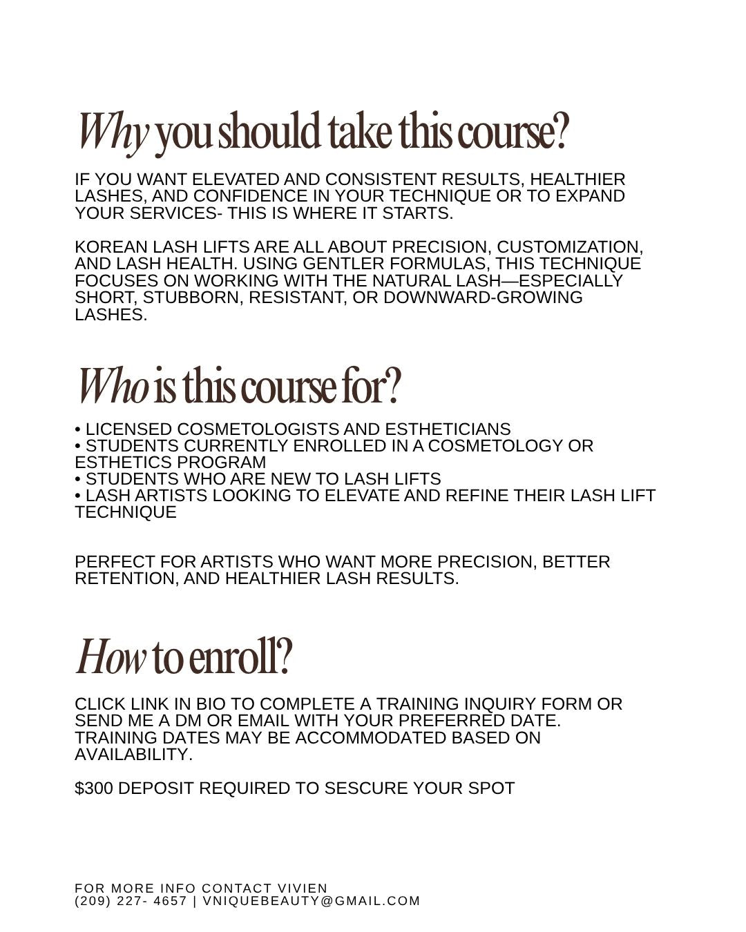 In Person Korean Lash Lift Training / Group or 1:1
